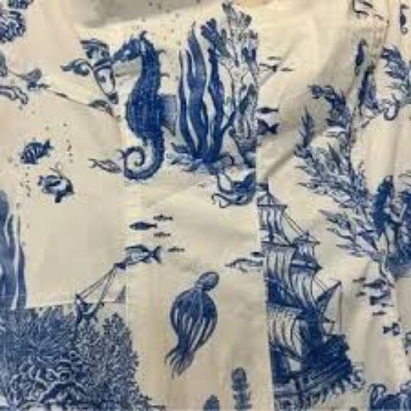 Avec Les Filles sea creature toile cotton blend white blue midi dress size 8 - Picture 2 of 7